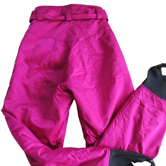 Vintage 80s OSSI Stirrup Ski Pants XS Fuchsia High Rise Belted Pocket Zip - Picture 7 of 15